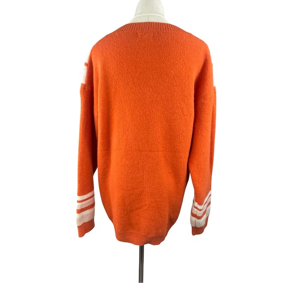 BiBi Women’s V-Neck Sweater in Orange and Cream Size L - Picture 5 of 10